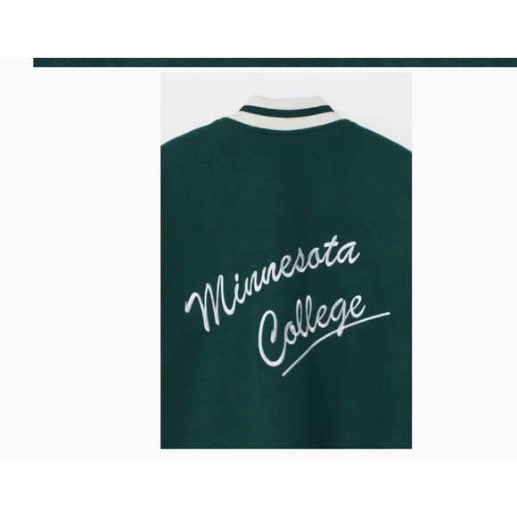 Divided H+M Minnesota College Womens size small Varsity Jacket Green Whi… - Picture 5 of 8